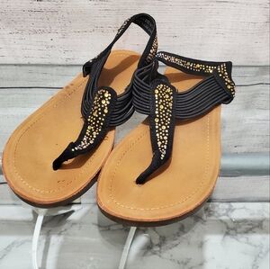Black and Gold Kids Sandals